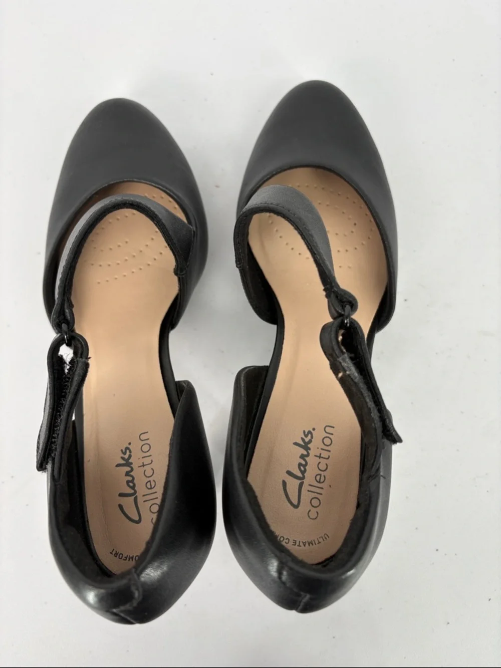 🦊 Clarks Black Mary Jane Heel Pumps with  Strap - Picture 5 of 9